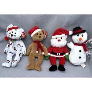 Christmas Holiday Plush Lot Santa Snowman Teddy Bear Holly & Berry Bear Stuffed
